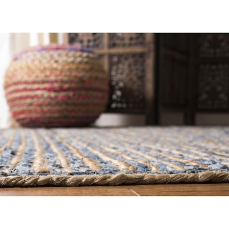 Safavieh 6 x 6 ft. CoastalCape Cod Hand Woven Area Rug Natural & Blue CAP250A-6SQ